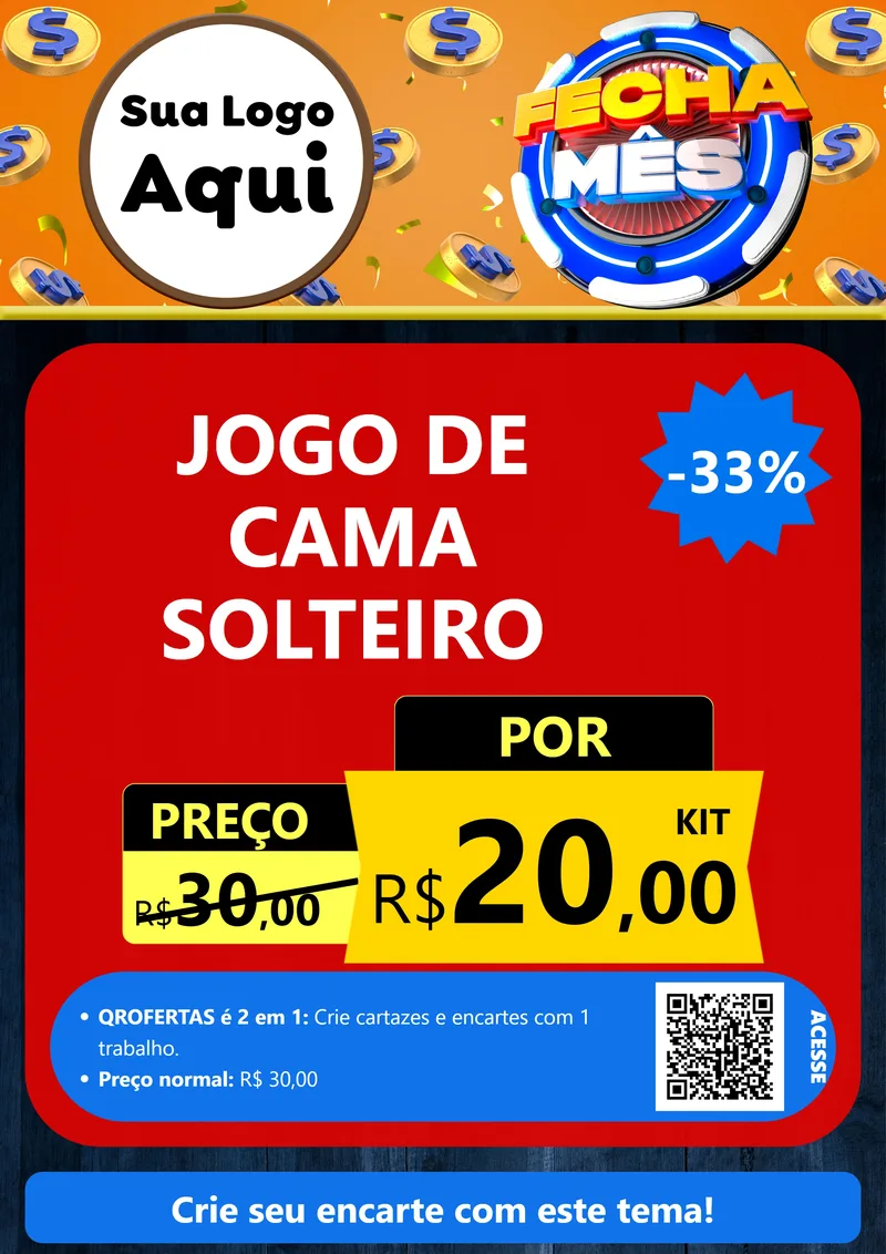 Modelo de Cartaz para Cartaz A4 Vertical com o tema Fecha Mês para Cama, Mesa e Banho