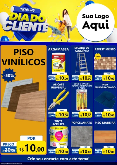 Modelo de Encarte para Encarte A4 Vertical com o tema Especial Dia do Cliente para Material para Construção