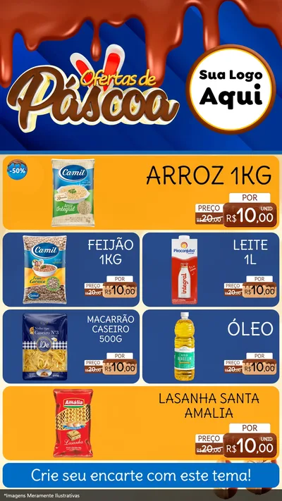 Modelo de TV para TV Vertical com o tema Ofertas de Páscoa para Supermercado