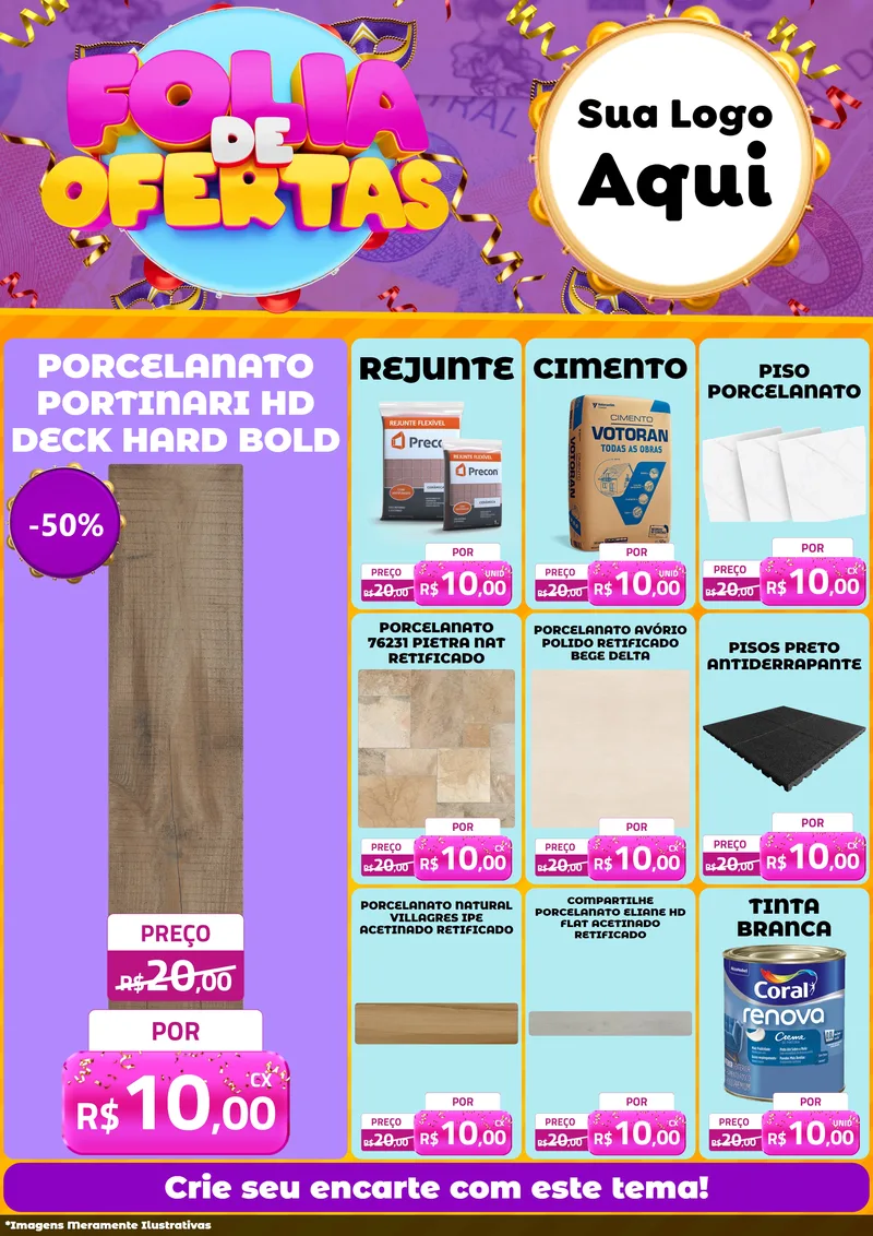 Modelo de Encarte para Encarte A4 Vertical com o tema Folia de Ofertas para Pisos e revestimentos