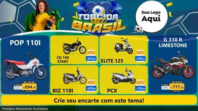 Modelo de TV para TV Horizontal com o tema Torcida Vai Brasil - Copa para Concessionaria de Motos