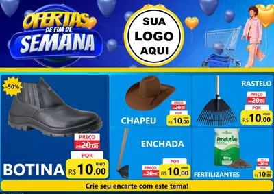 Modelo de Encarte para Encarte A4 Horizontal com o tema Ofertas de Fim de Semana para Agropecuária