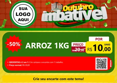Modelo de Cartaz para Cartaz A4 Horizontal com o tema Outubro Imbatível para Supermercado
