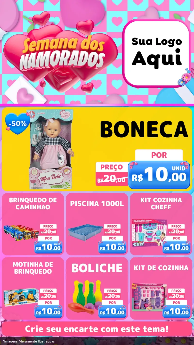 Modelo de Rede Social para Stories com o tema Semana dos Namorados para Brinquedos