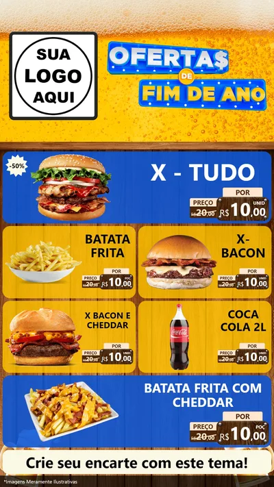 Modelo de TV para TV Vertical com o tema Ofertas de Fim de Ano para Hamburgueria