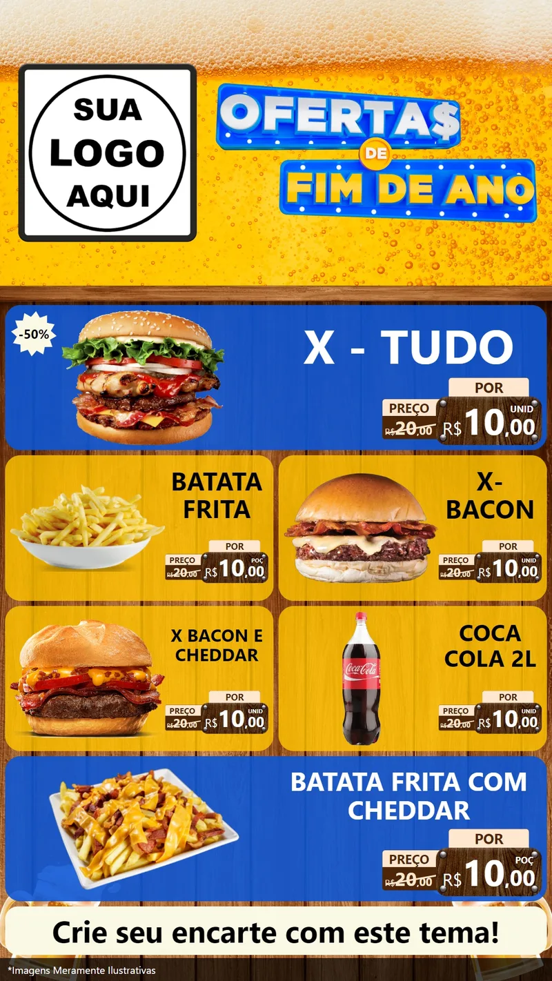 Modelo de TV para TV Vertical com o tema Ofertas de Fim de Ano para Hamburgueria