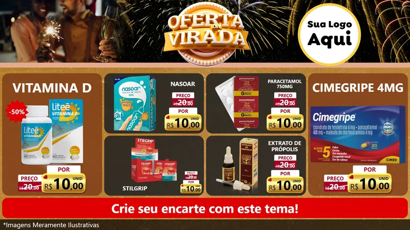 Modelo de TV para TV Horizontal com o tema Oferta da Virada para Farmácia