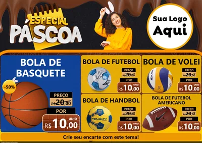 Modelo de Encarte para Encarte A4 Horizontal com o tema Especial Páscoa para Artigos Esportivos