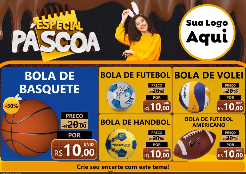 Modelo de Encarte para Encarte A4 Horizontal com o tema Especial Páscoa para Artigos Esportivos