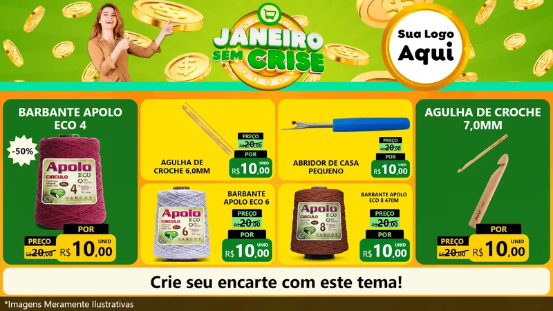 Modelo de TV para TV Horizontal com o tema Janeiro Sem Crise para Armarinho e Aviamentos