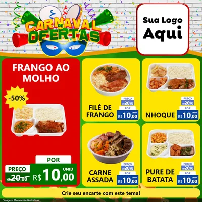 Modelo de Rede Social para Feed Facebook com o tema Carnaval de Ofertas para Restaurante