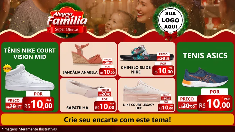 Modelo de TV para TV Horizontal com o tema Alegria Em Família - Super Ofertas para Calçados