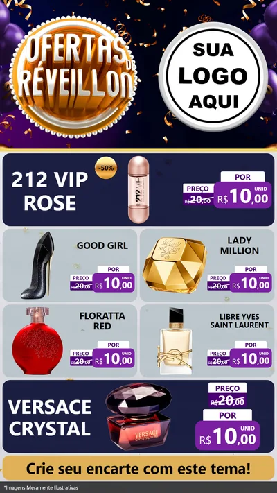 Modelo de TV para TV Vertical com o tema Ofertas de Réveillon para Perfumes