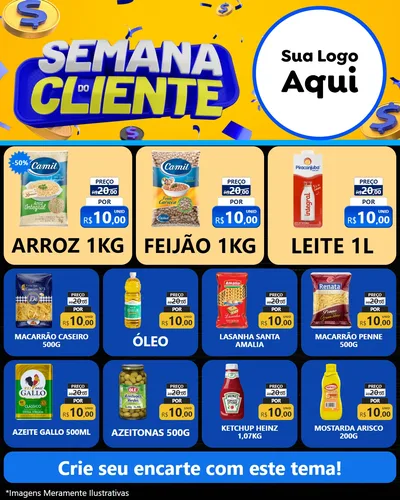 Modelo de Rede Social para Feed Instagram com o tema Semana do Cliente para Supermercado