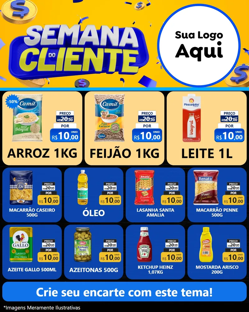 Modelo de Rede Social para Feed Instagram com o tema Semana do Cliente para Supermercado