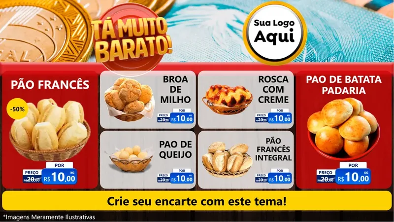 Modelo de TV para TV Horizontal com o tema Está Muito Barato para Padaria