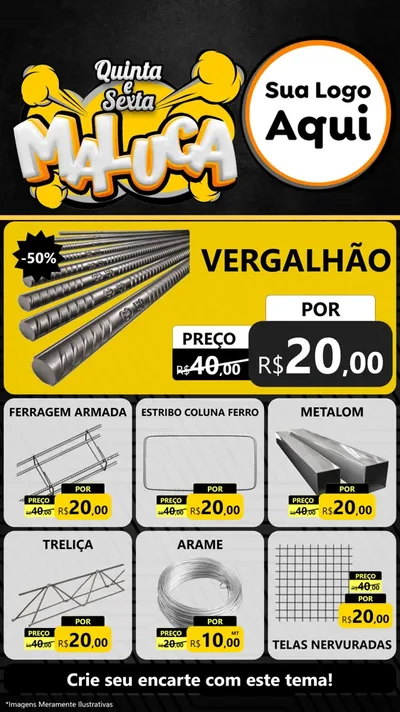 Modelo de Rede Social para Stories com o tema Quinta e Sexta Maluca para Ferragens