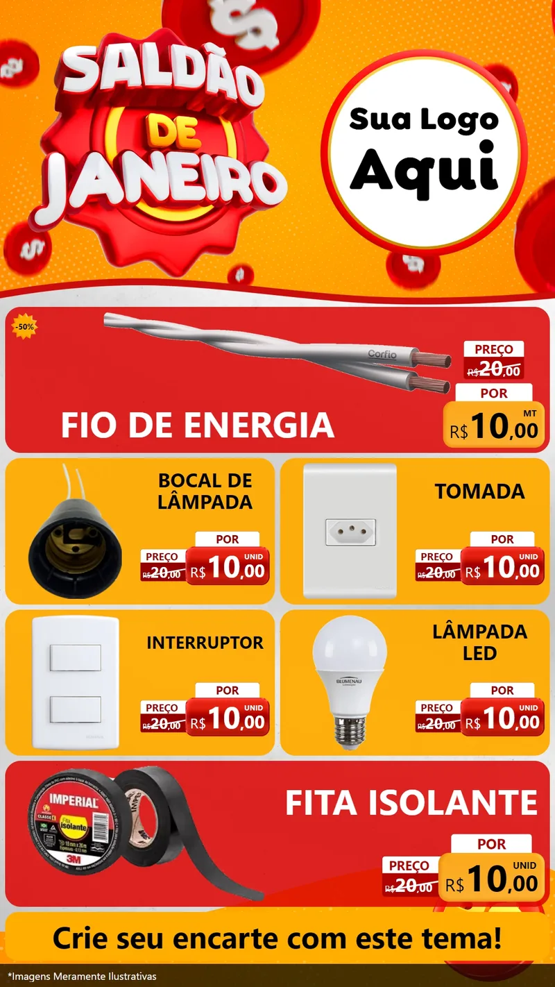 Modelo de TV para TV Vertical com o tema Saldão de Janeiro para Materiais Elétricos