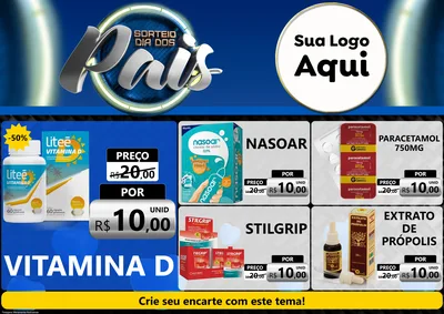 Modelo de Encarte para Encarte A4 Horizontal com o tema Sorteio Dia Dos Pais para Farmácia