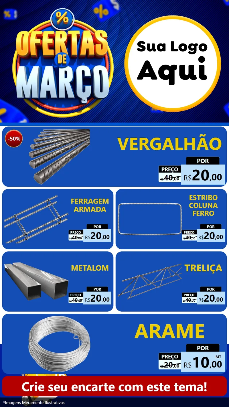 Modelo de TV para TV Vertical com o tema Ofertas de Março para Ferragens