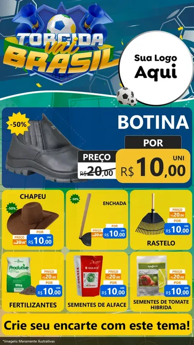 Modelo de Rede Social para Stories com o tema Torcida Vai Brasil - Copa para Agropecuária