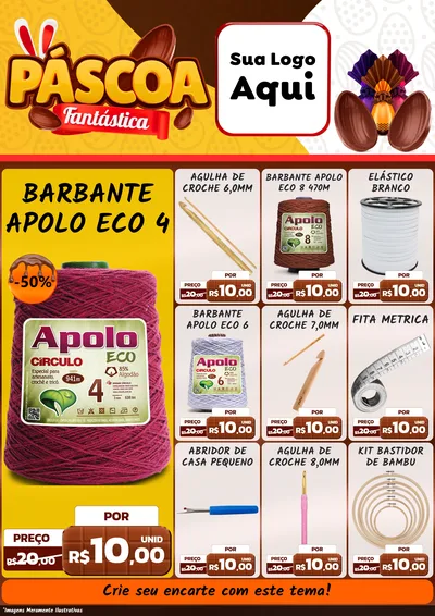 Modelo de Encarte para Encarte A4 Vertical com o tema Páscoa Fantástica para Armarinho e Aviamentos