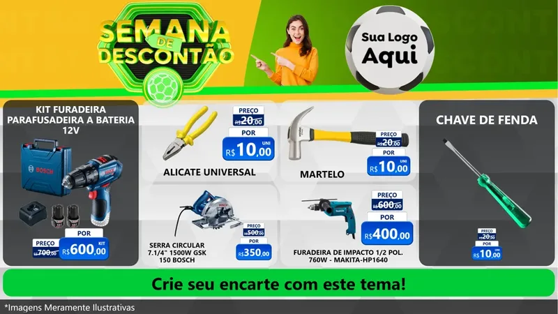 Modelo de TV para TV Horizontal com o tema Semana de Descontão - Copa para Maquinas e Ferramentas