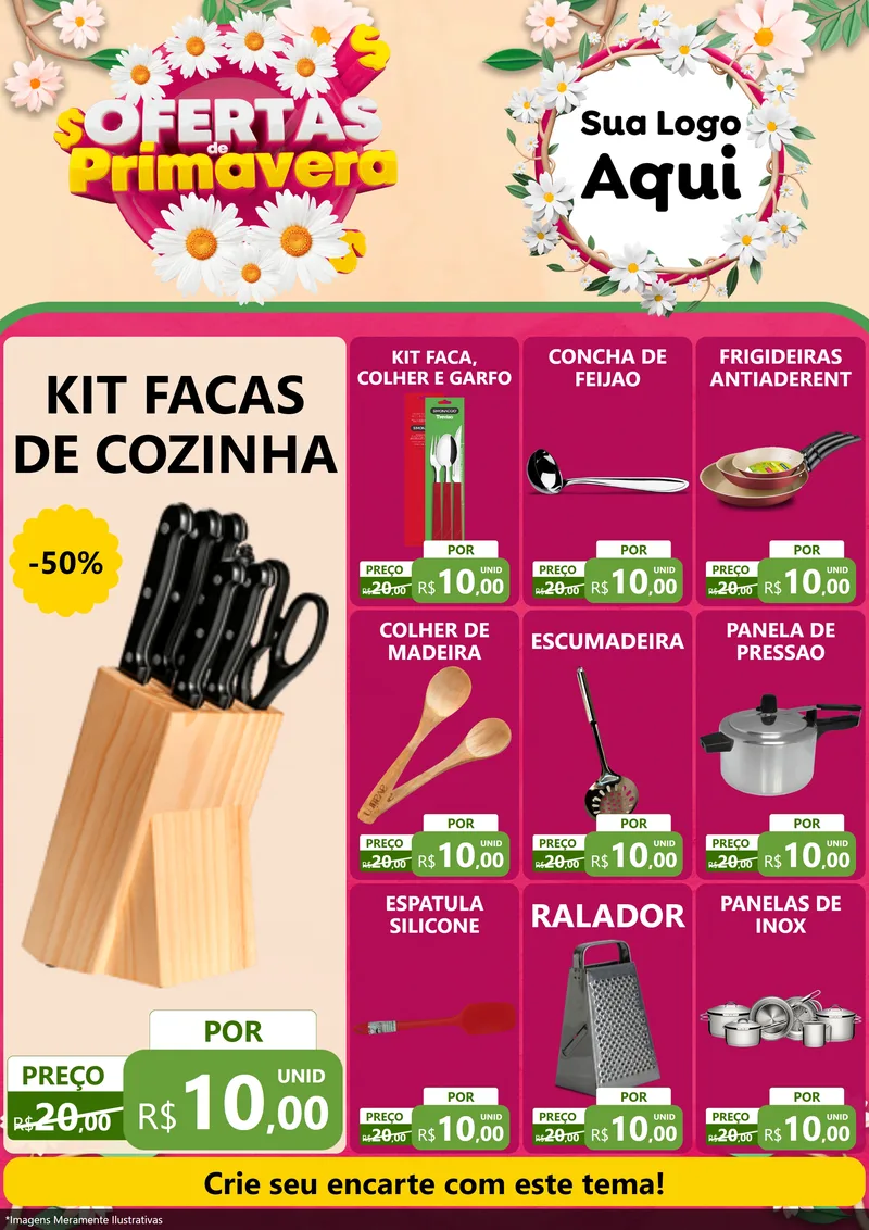 Modelo de Encarte para Encarte A4 Vertical com o tema Ofertas de Primavera para Utilidades Domésticas