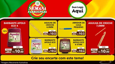 Modelo de TV para TV Horizontal com o tema Semana Farroupilha para Armarinho e Aviamentos