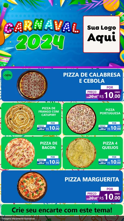 Modelo de TV para TV Vertical com o tema Carnaval 2027 para Pizzaria
