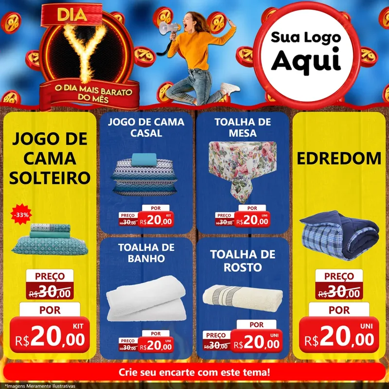 Modelo de Rede Social para Feed Facebook com o tema Dia Y - O Dia Mais Barato Do Mês para Cama, Mesa e Banho