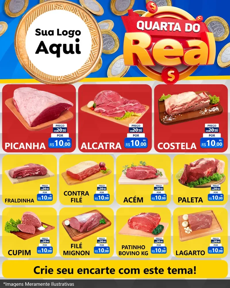 Modelo de Rede Social para Feed Instagram com o tema Quarta do Real para Açougue