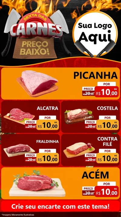 Modelo de TV para TV Vertical com o tema Sexta das Carnes para Açougue