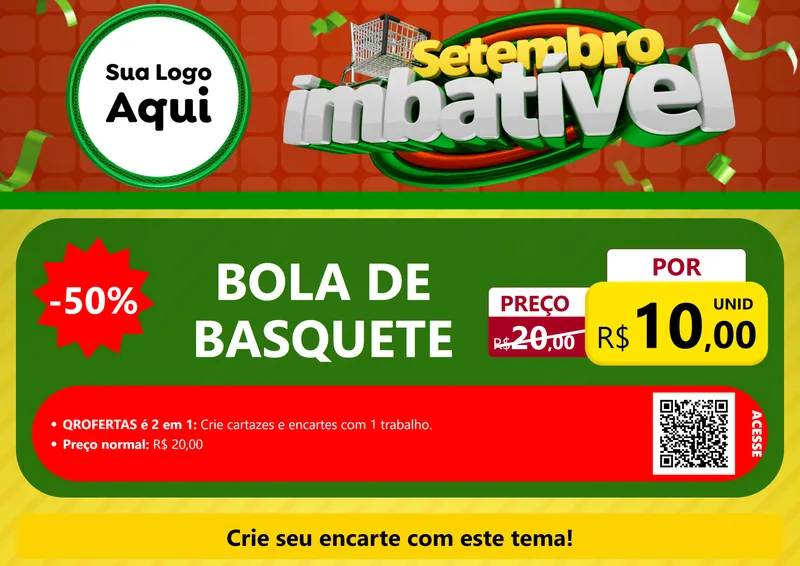 Modelo de Cartaz para Cartaz A4 Horizontal com o tema Setembro Imbatível para Artigos Esportivos