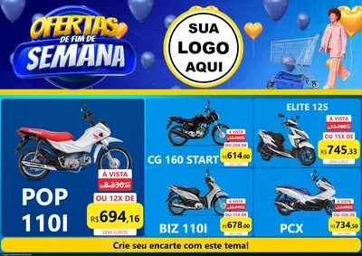 Modelo de Encarte para Encarte A4 Horizontal com o tema Ofertas de Fim de Semana para Concessionaria de Motos
