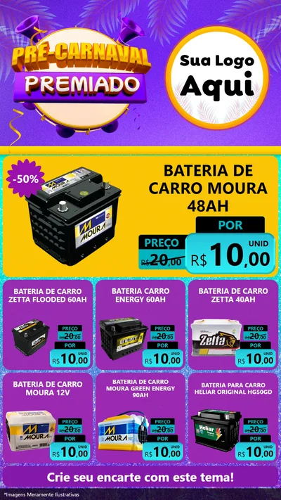 Modelo de Rede Social para Stories com o tema Pré-Carnaval Premiado para Baterias Elétricas