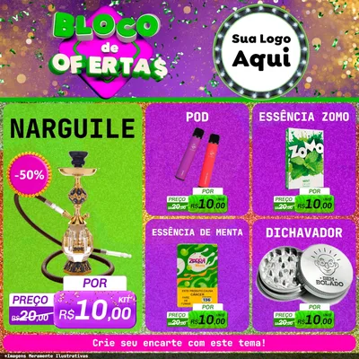 Modelo de Rede Social para Feed Facebook com o tema Bloco de Ofertas para Tabacaria