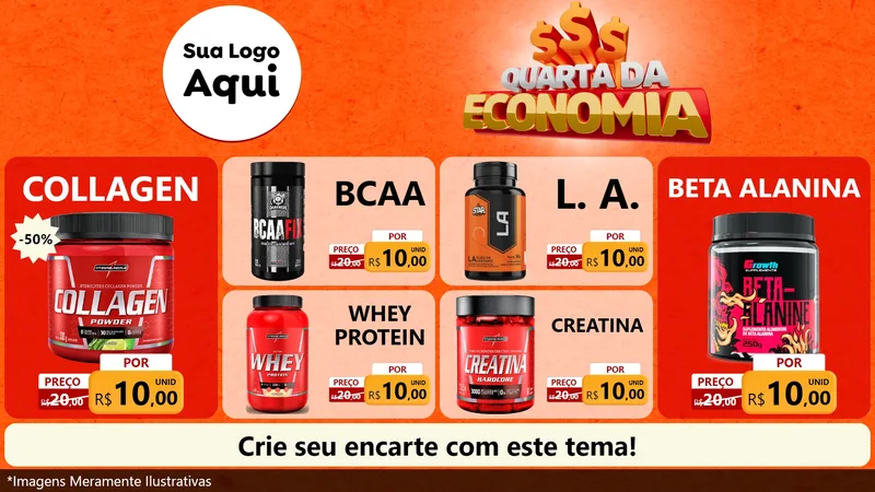 Modelo de TV para TV Horizontal com o tema Quarta da Economia para Suplementos alimentares
