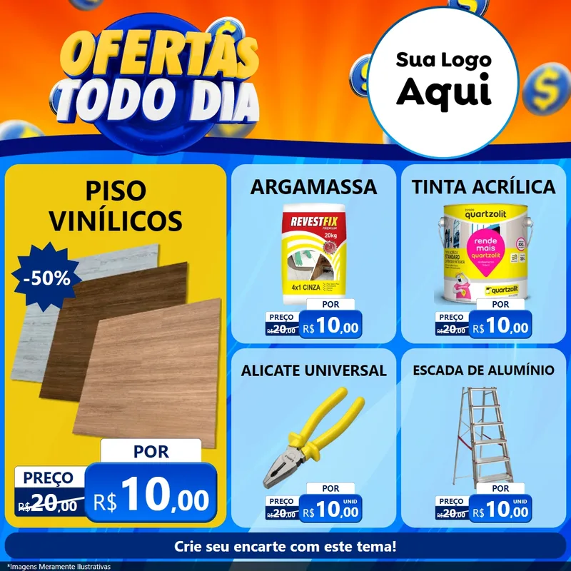 Modelo de Rede Social para Feed Facebook com o tema Ofertas Todo Dia para Material para Construção