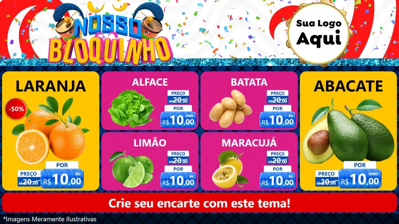 Modelo de TV para TV Horizontal com o tema Nosso Bloquinho para Hortifrúti
