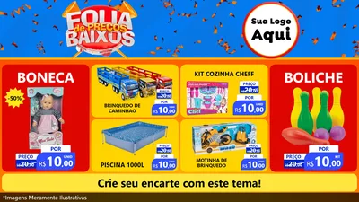 Modelo de TV para TV Horizontal com o tema Folia de Preços Baixos para Brinquedos