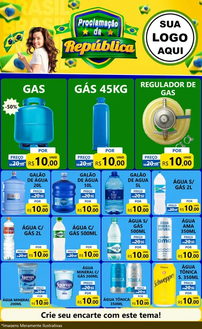 Modelo de Encarte para Encarte Grande com o tema Proclamação da República para Água e gás