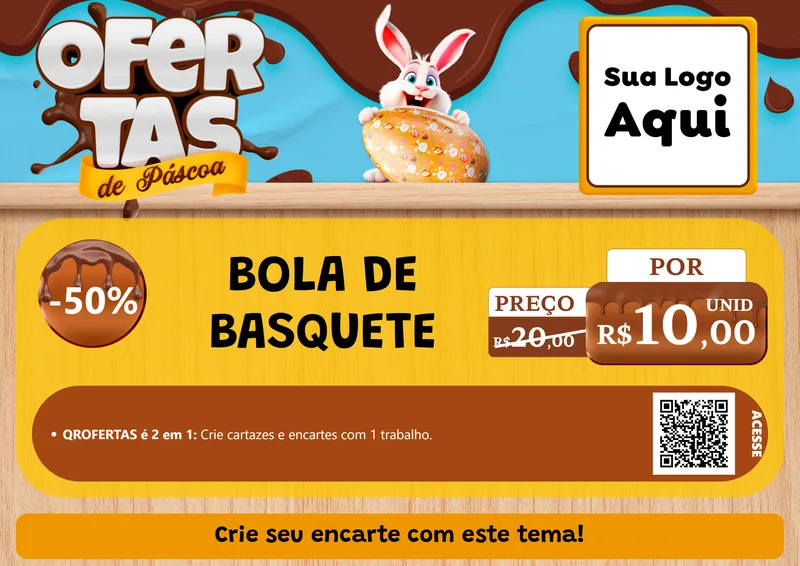 Modelo de Cartaz para Cartaz A4 Horizontal com o tema Ofertas de Páscoa para Artigos Esportivos