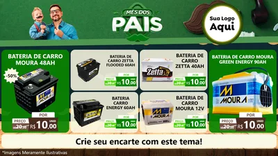Modelo de TV para TV Horizontal com o tema Mês dos Pais para Baterias Elétricas