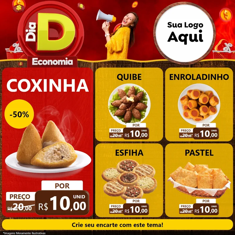 Modelo de Rede Social para Feed Facebook com o tema Dia D Economia para Salgadaria