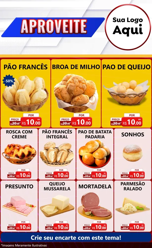 Modelo de Encarte para Encarte Grande com o tema Aproveite para Padaria