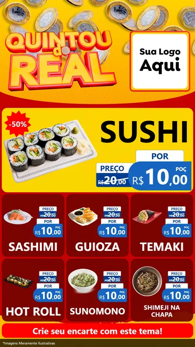 Modelo de Rede Social para Stories com o tema Quintou do Real para Comida japonesa