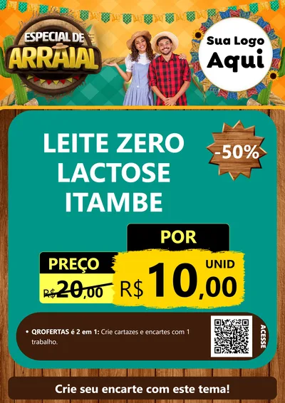 Modelo de Cartaz para Cartaz A4 Vertical com o tema Especial De Arraial para Frios e Laticínios