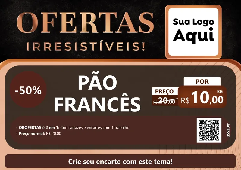 Modelo de Cartaz para Cartaz A4 Horizontal com o tema Ofertas Irresistíveis! para Padaria