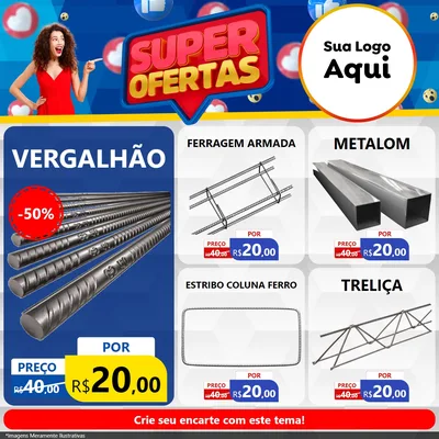 Modelo de Rede Social para Feed Facebook com o tema Super Ofertas para Ferragens